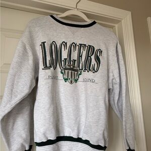 Vintage Puget Sound Loggers Gray and Green Crewneck Sweater